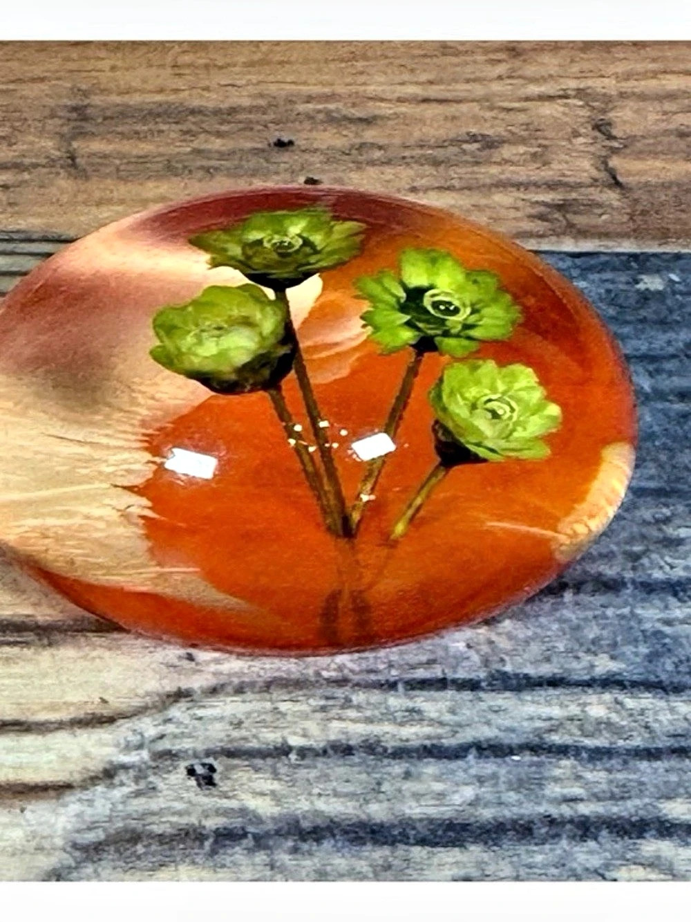 Hand-Painted Floral Round Art Piece